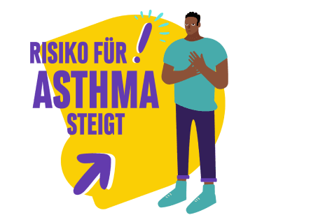 Illustration eines von Asthma betroffenen Mannes, der sich die Brust hält