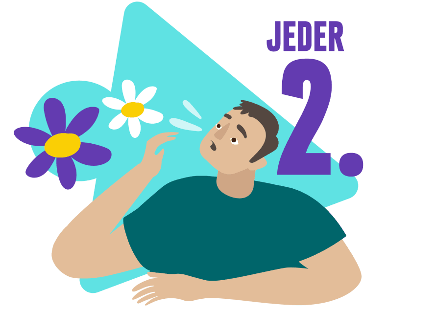 Illustration einer Person, die Heuschnupfen hat