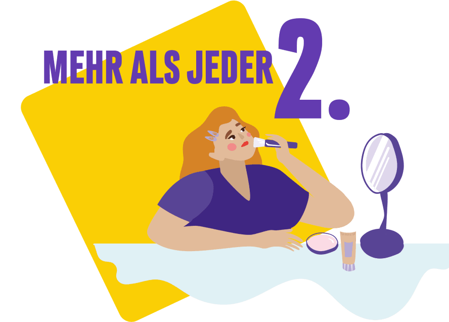 Illustration einer Neurodermitis-Betroffenen, die sich schminkt