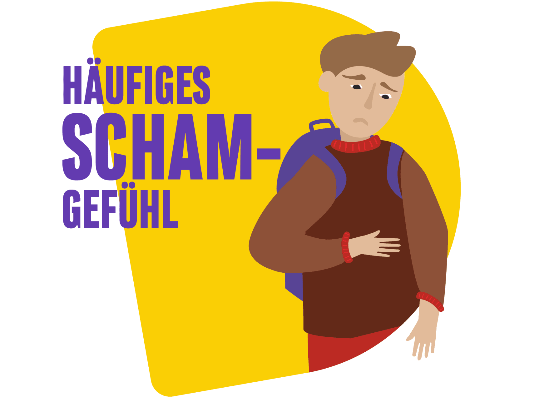 Illustration eines Kindes, dass aufgrund seiner Neurodermits Schamgefühle hat