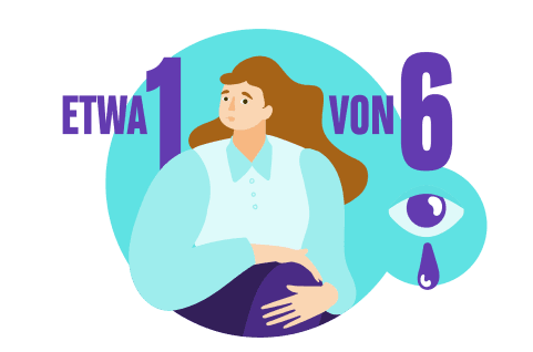 Illustration einer Frau, die von einer Bindehautentzündung betroffen ist