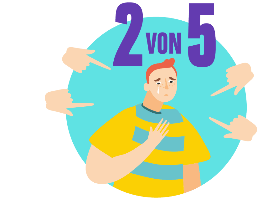 Illustration eines Jungen mit Neurodermitis, der unter Mobbing leidet